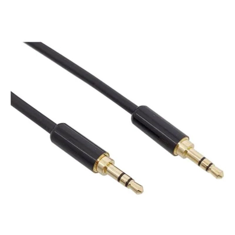 Cabo Auxiliar P2 Stereo Plug Dourado 1,2m Preto Para Player