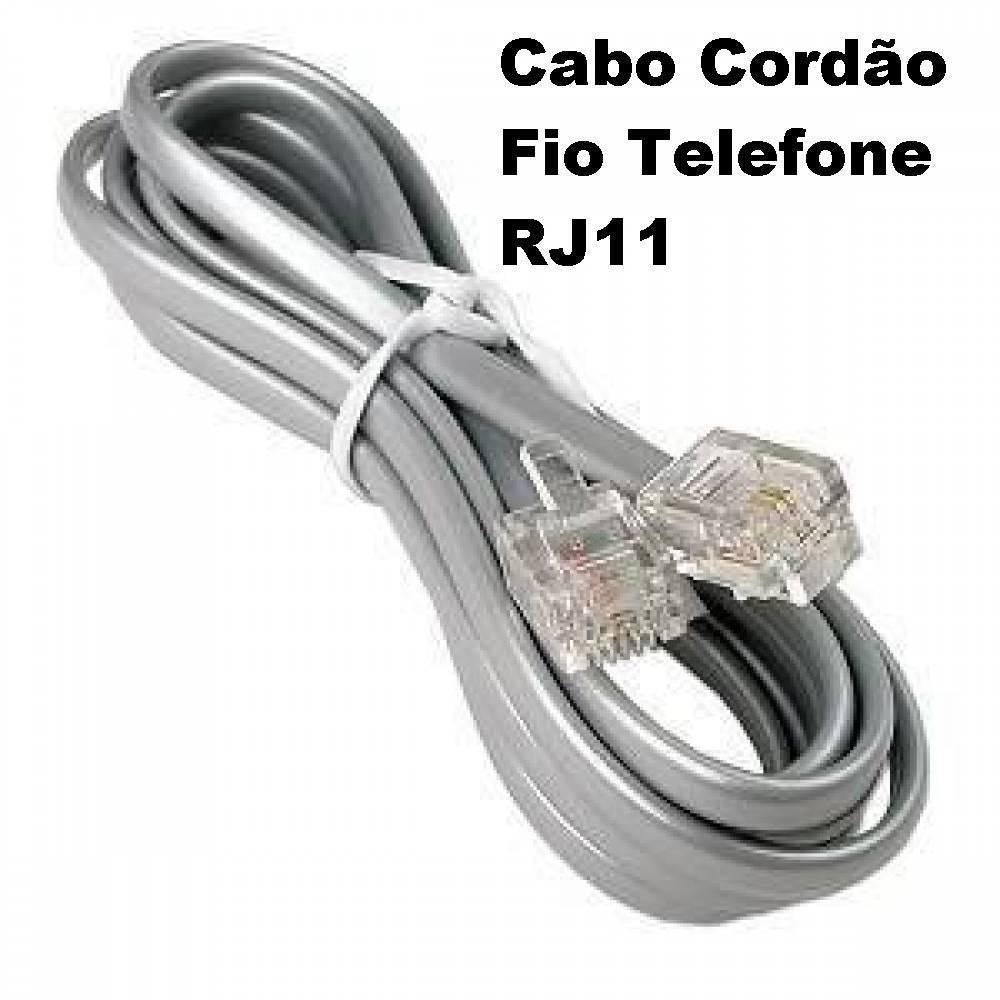 Cabo Cordão Fio Telefone Rj11 Com 1M Pronto Uso Conectores