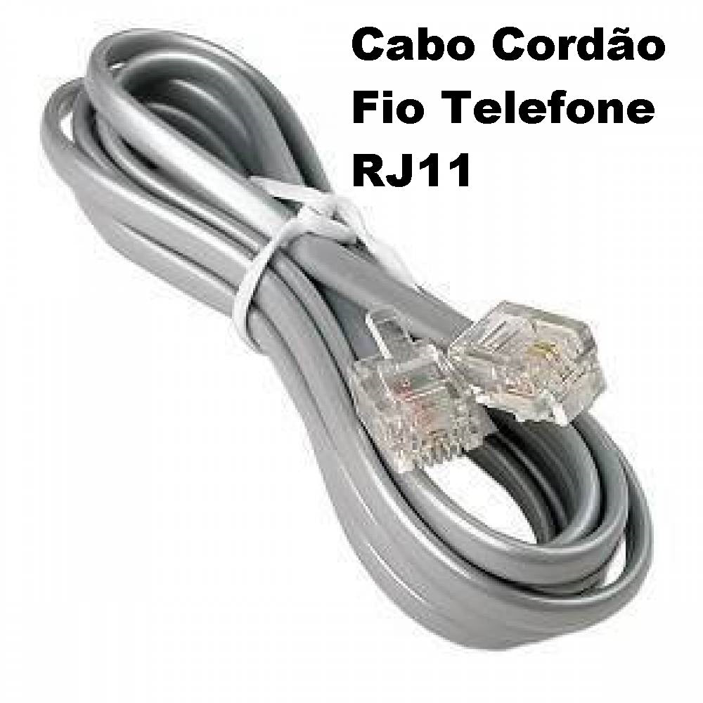 Cabo Cordão Fio Telefone Rj11 3M Pronto Uso Com Conectores