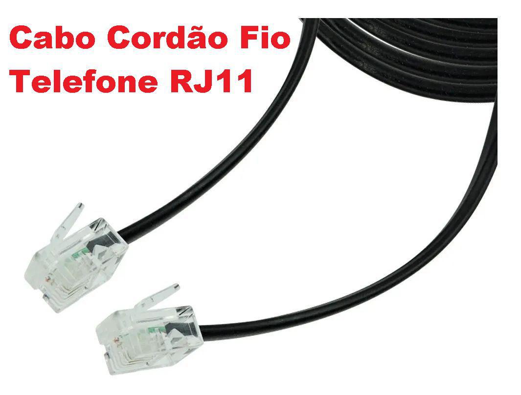 Cabo Cordão Fio Telefone Rj11 3M Pronto Uso Com Conectores