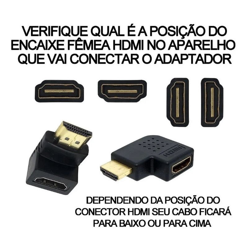 Adaptador Hdmi Macho E Fêmea Em L + Adaptador Em 90° Hdmi