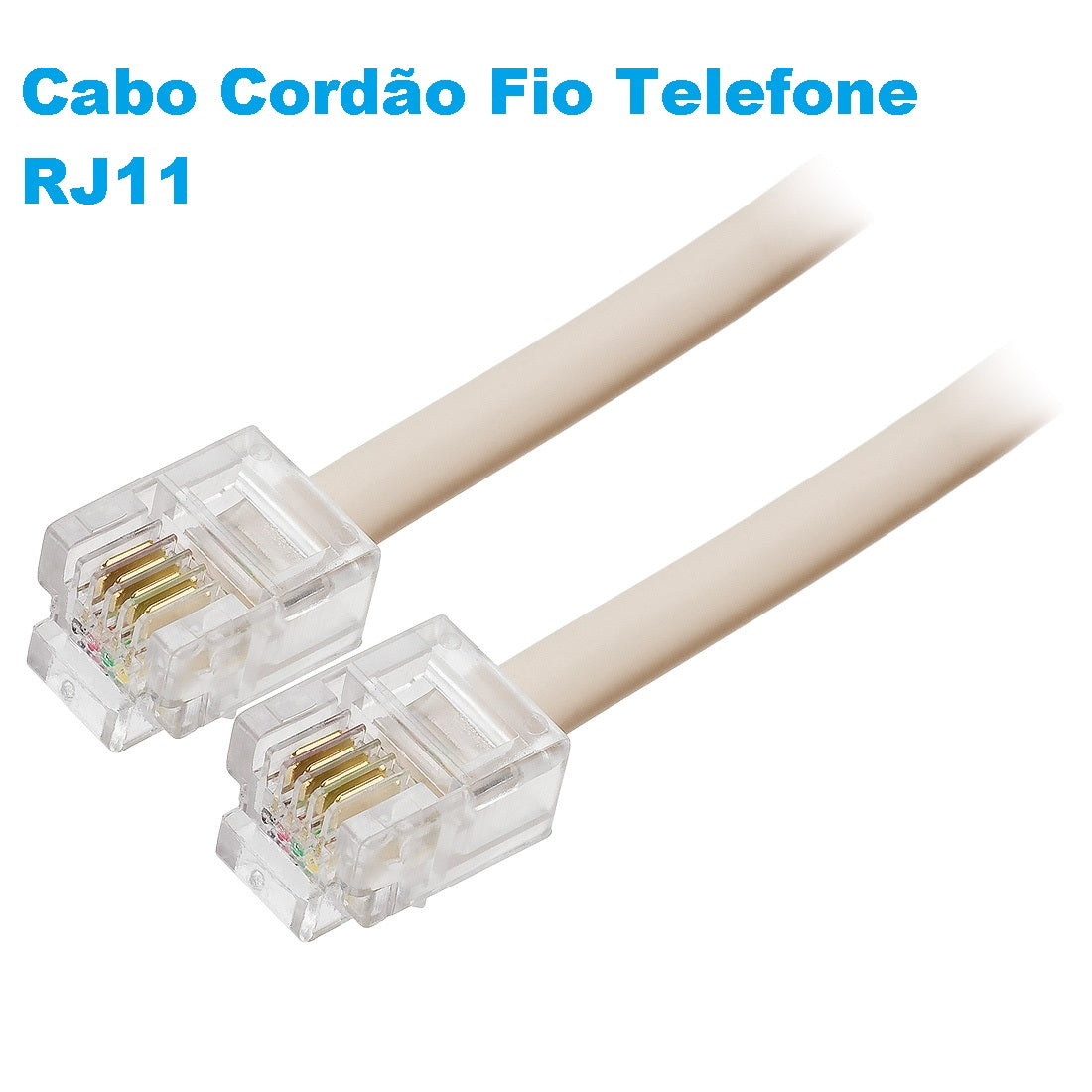 Cabo Cordão Fio Telefone Rj11 3M Pronto Uso Com Conectores