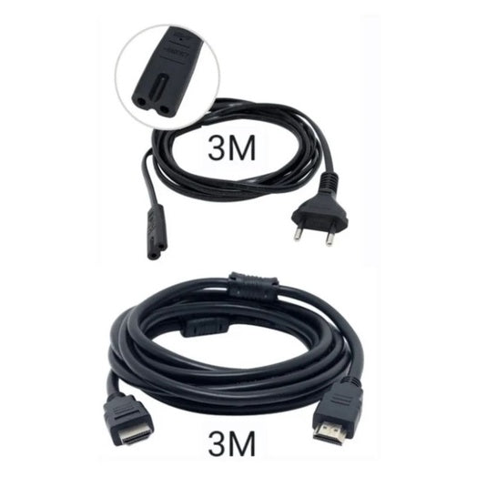 Cabo Força Energia Tipo 8 Tv Led Lcd Tipo 8 / 3 M + Hdmi 3