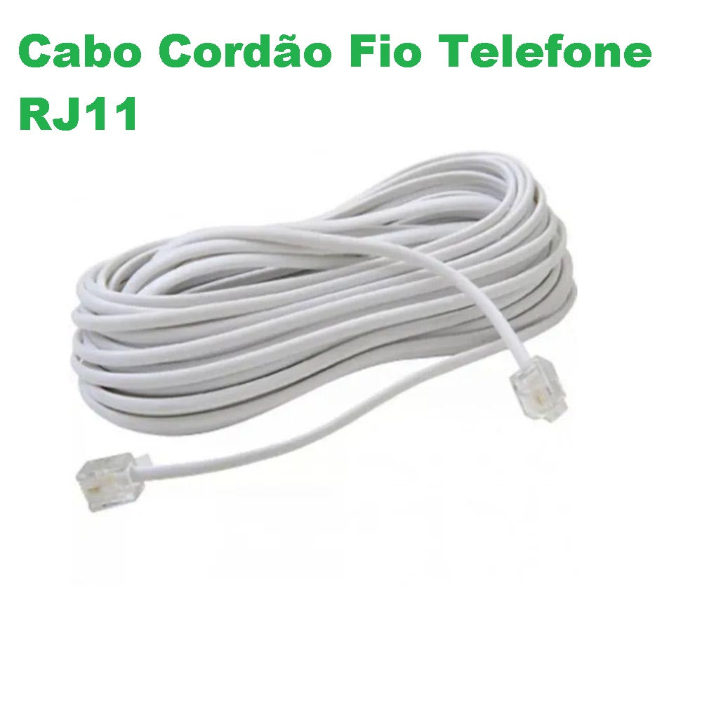 Cabo Cordão Fio Telefone Rj11 3,5 Metros Pronto Uso Conector