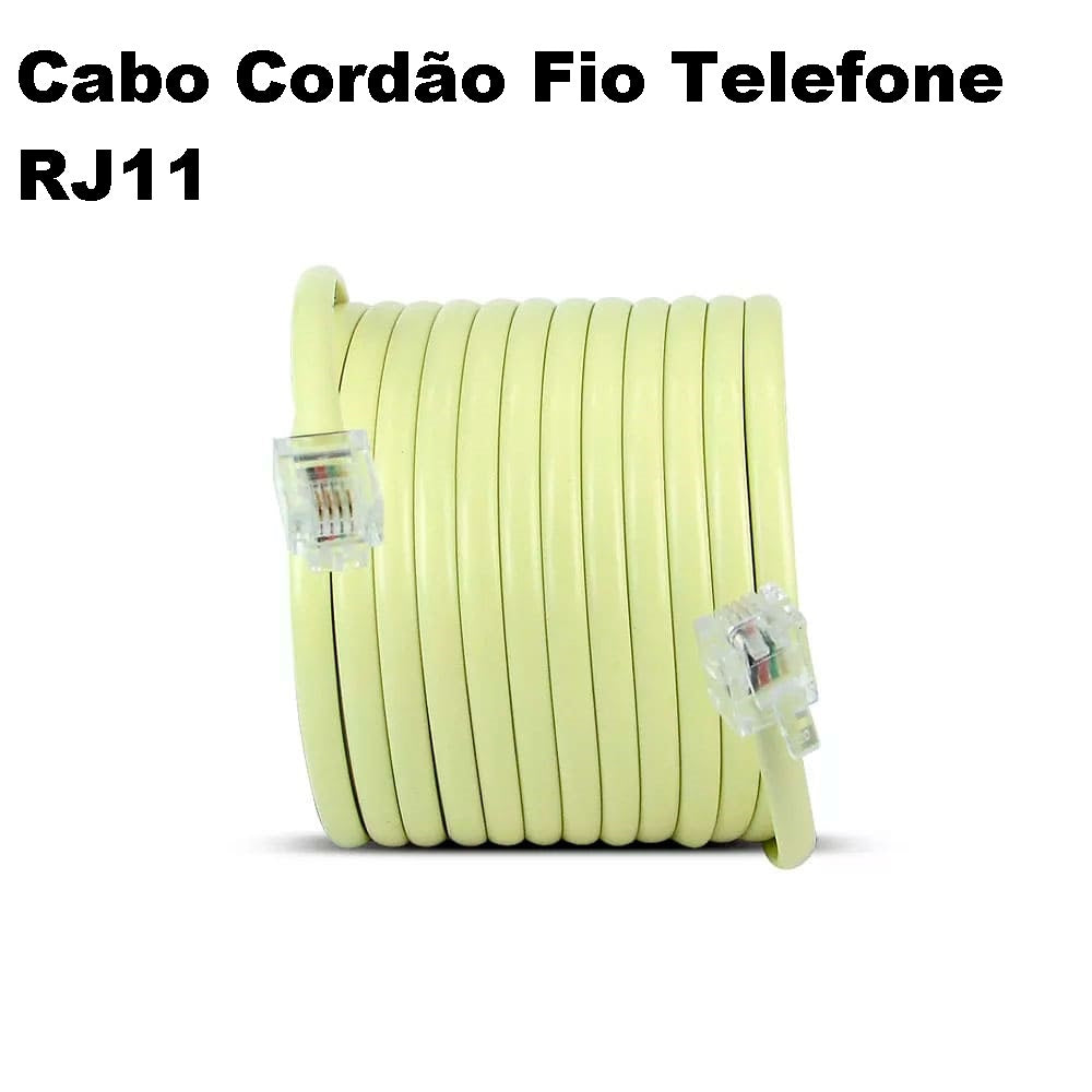 Cabo Cordão Fio Telefone Rj11 Com 2,5 Metros Pronto Uso