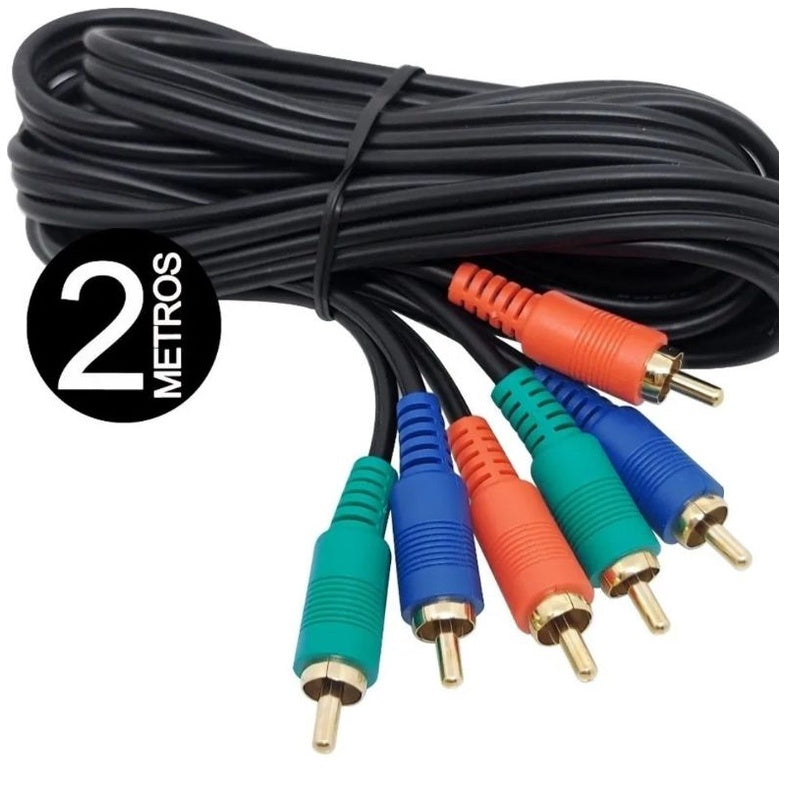 Cabo Rca Video 3+3 Componentes Dourada Sem Perdas 2 Metros
