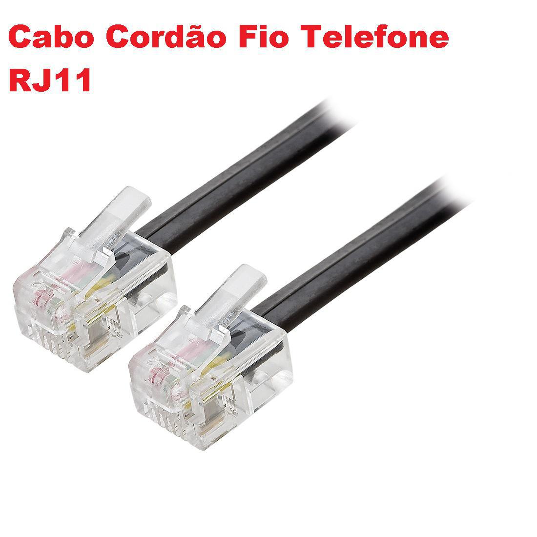 Cabo Cordão Fio Telefone Rj11 Com 2,5 Metros Pronto Uso