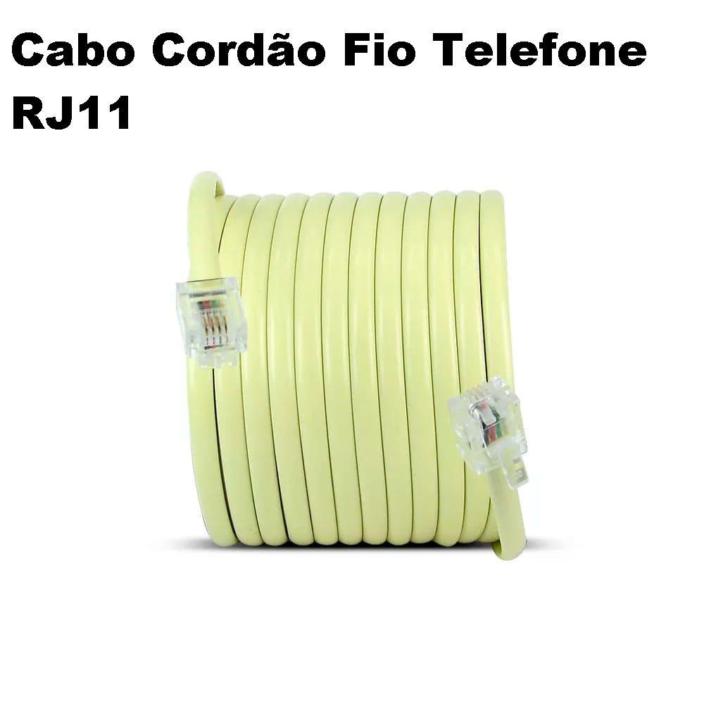 Cabo Cordão Fio Telefone Rj11 3M Pronto Uso Com Conectores