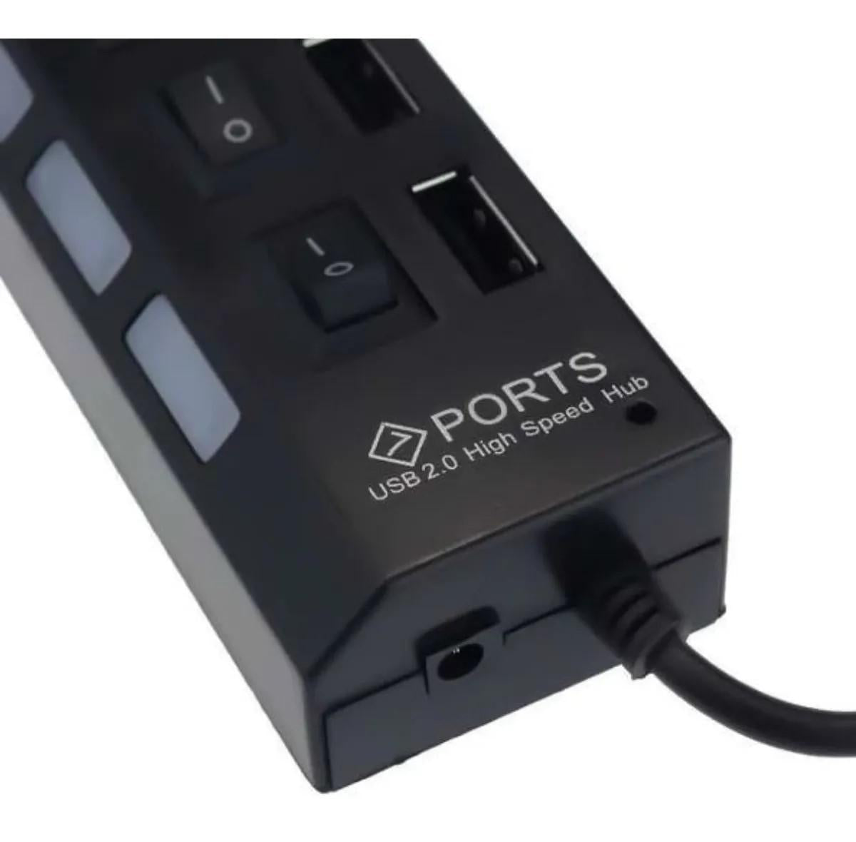 Regua Usb 2.0 Hub 7 Portas Hi-Speed 500Gb