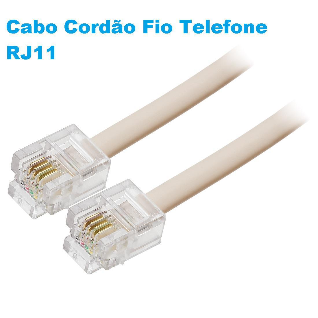Cabo Cordão Fio Telefone Rj11 3,5 Metros Pronto Uso Conector