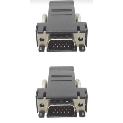 2 Adaptador Conector Macho Vga X Rj45 Fêmea Rede 2 Par