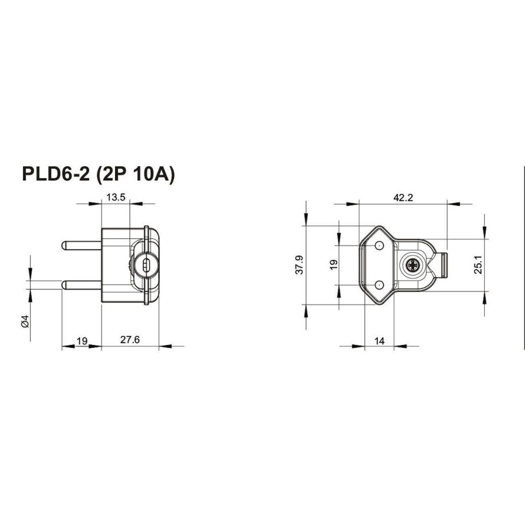 Pino Plug Macho 2P 10A - Cinza - Pld6-2 (2P 10A) - Margirius