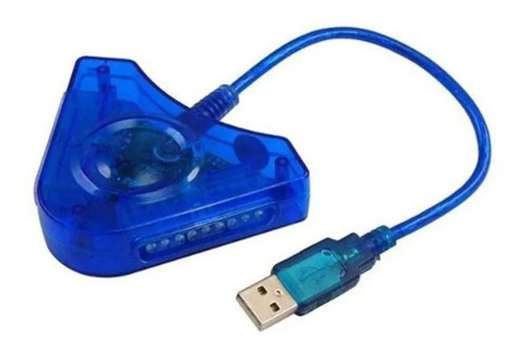 Adaptador Usb Duplo Para Controles Ps2 E Ps1 Ligue No Pc