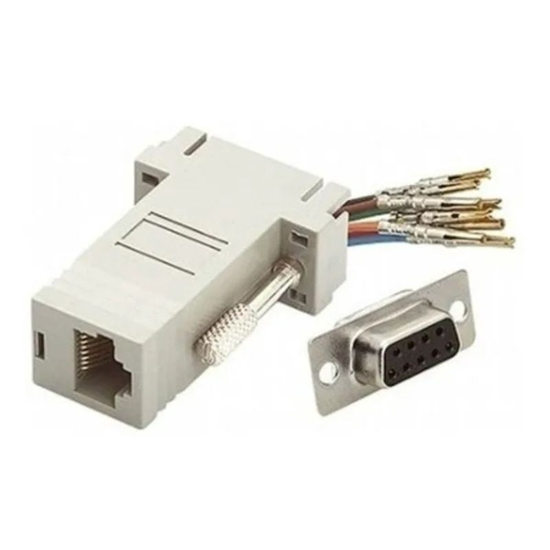 Adaptador Rj45 Fêmea X Serial Rs232 Db9 Fêmea