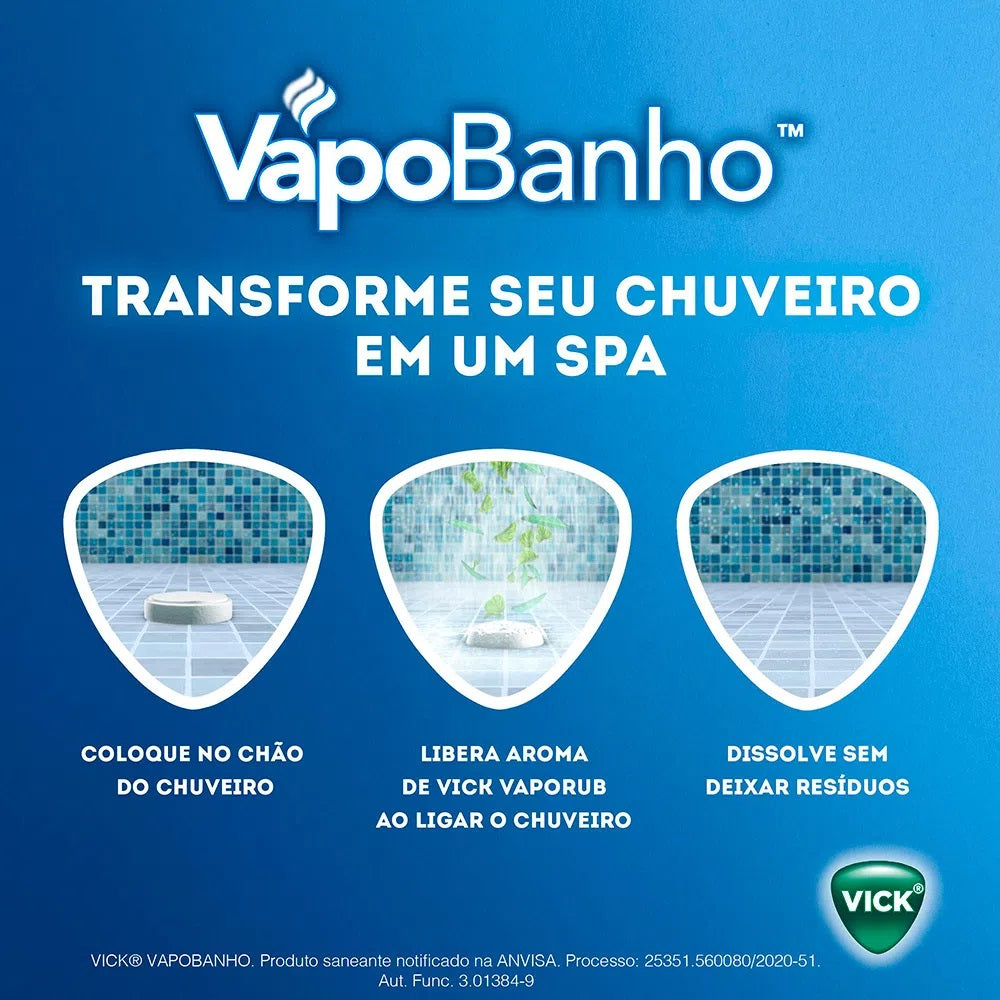 Vick Vapobanho 3 Pastilhas Vapores De Banho Spa Relaxante