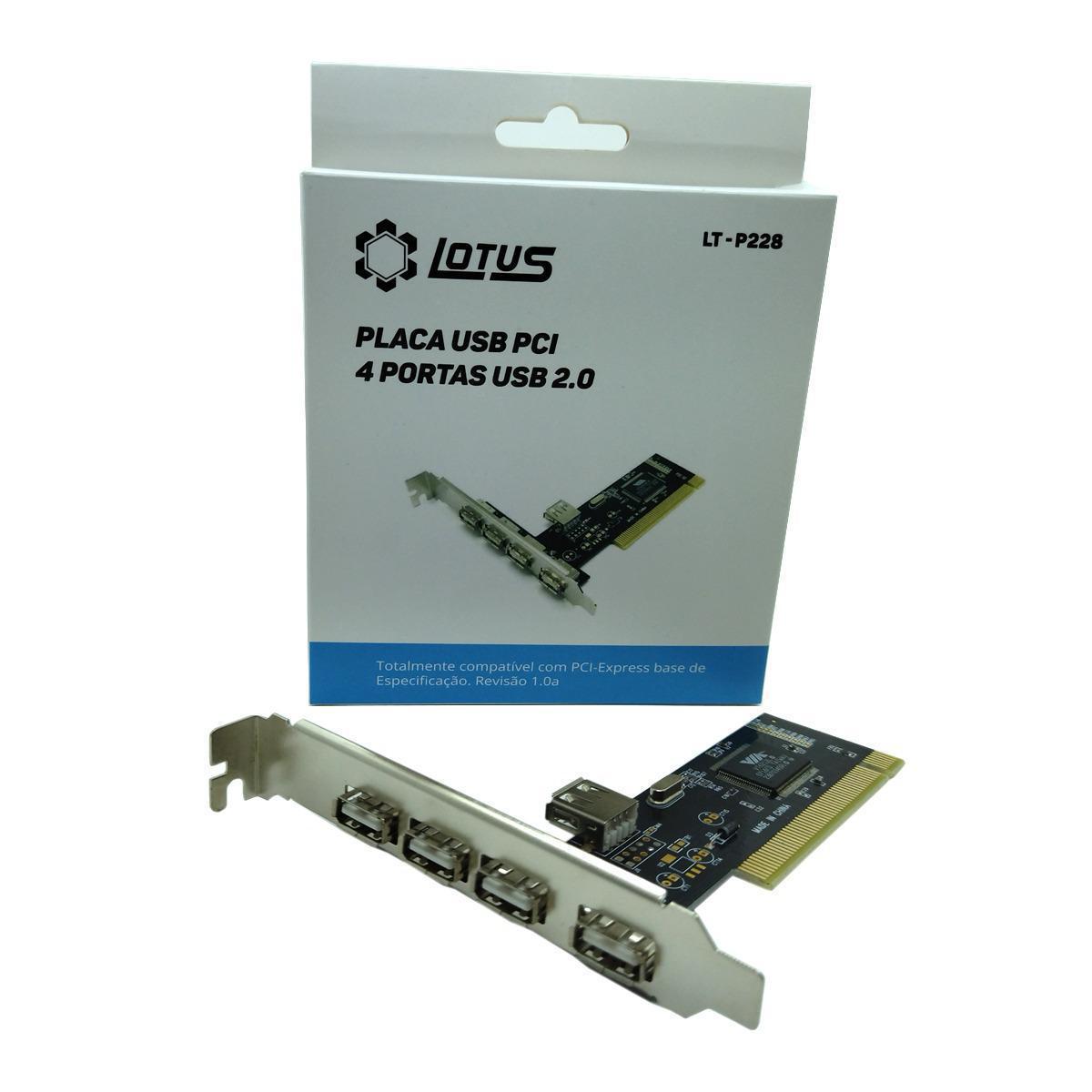 Placa Pci Hub Com 4 Portas Usb 2.0 Computador Pc Lt-P228