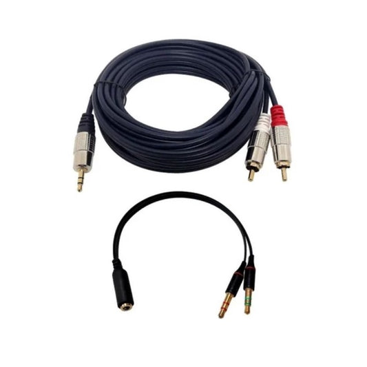 Cabo P2 P/ Rca 5 Mt + Cabo P3 (m) P/ 2 P2 F Mic E Fone