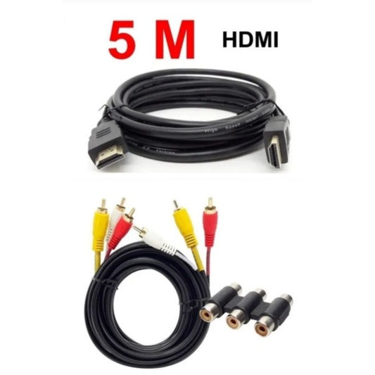Cabo Extensor Prolongador Rca Emenda+ Cabo Hdmi 5 Mts