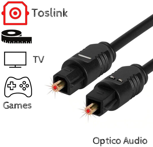 Cabo Digital Óptico Toslink HiFi 3m para Áudio Digital