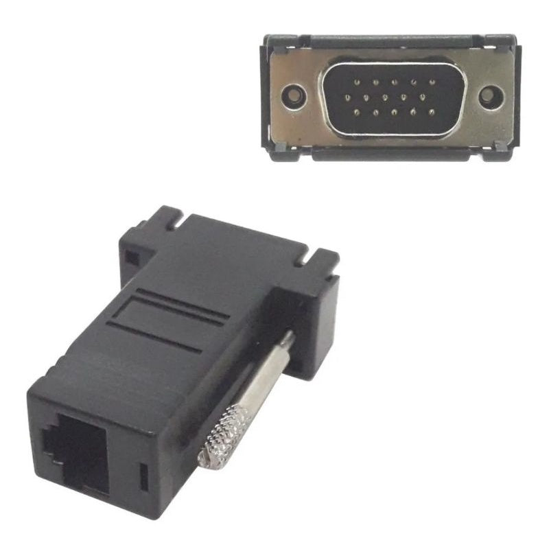 2 Adaptador Conector Macho Vga X Rj45 Fêmea Rede 2 Par