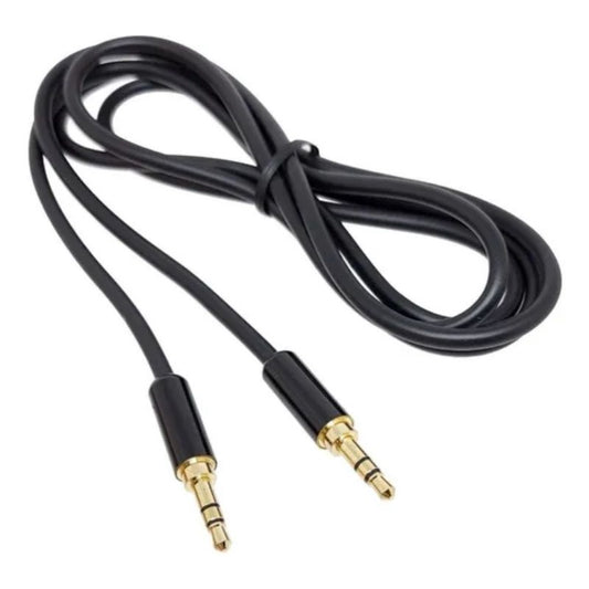 Cabo Auxiliar P2 Stereo Plug Dourado 1,2m Preto Para Player