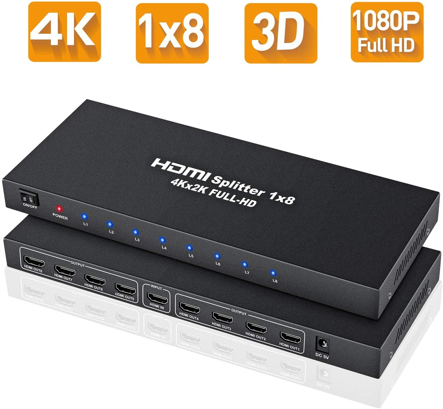 Splitter 8 Saidas Divisor Sinal Hdmi 1X8 4K 2K 3840 X 2160