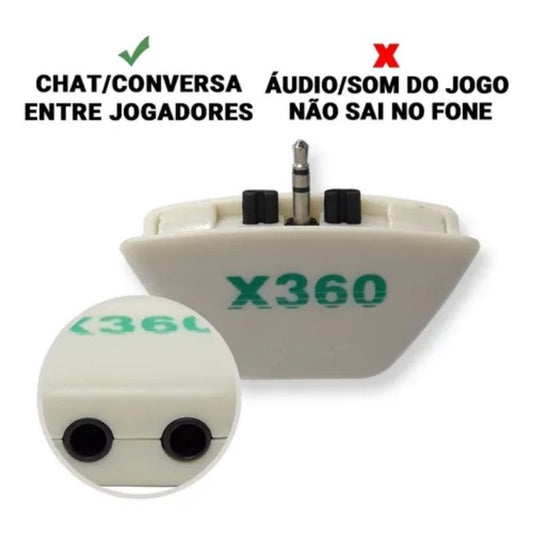 Adaptador Conversor De Fone De Ouvido E Mic Para Xbox 360