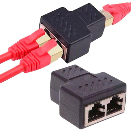 Adaptador Emenda Extensor Duplicador Rj45 Cabo Rede Preto