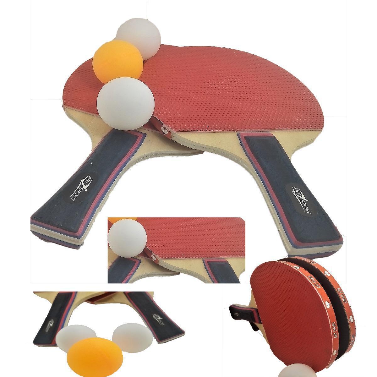 Raquete Ping Pong Tenis Mesa Anatômico Madeira Borracha 2und