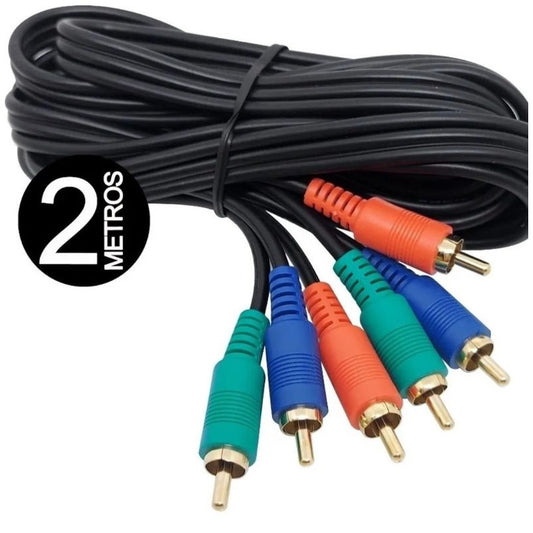 Cabo Rca Video 3+3 Componentes Dourada Sem Perdas 2 Metros