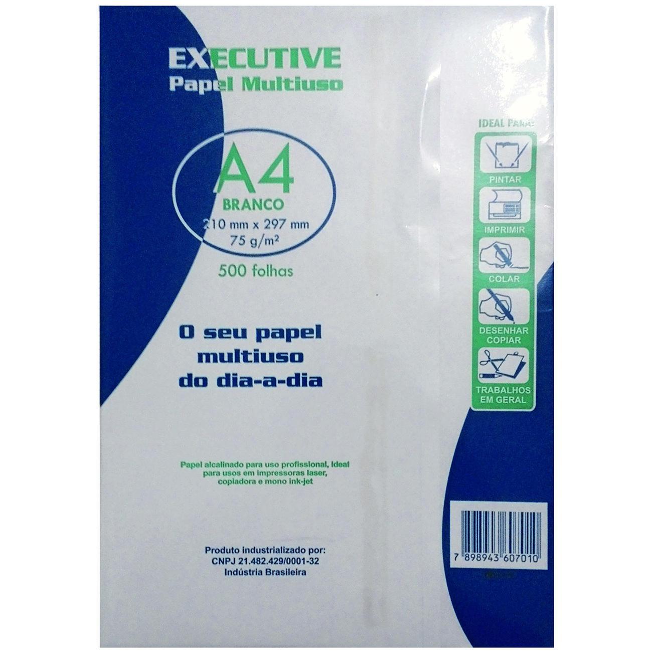 Papel A4 Sulfite Executive 210x297mm 75g Resma 500 folhas