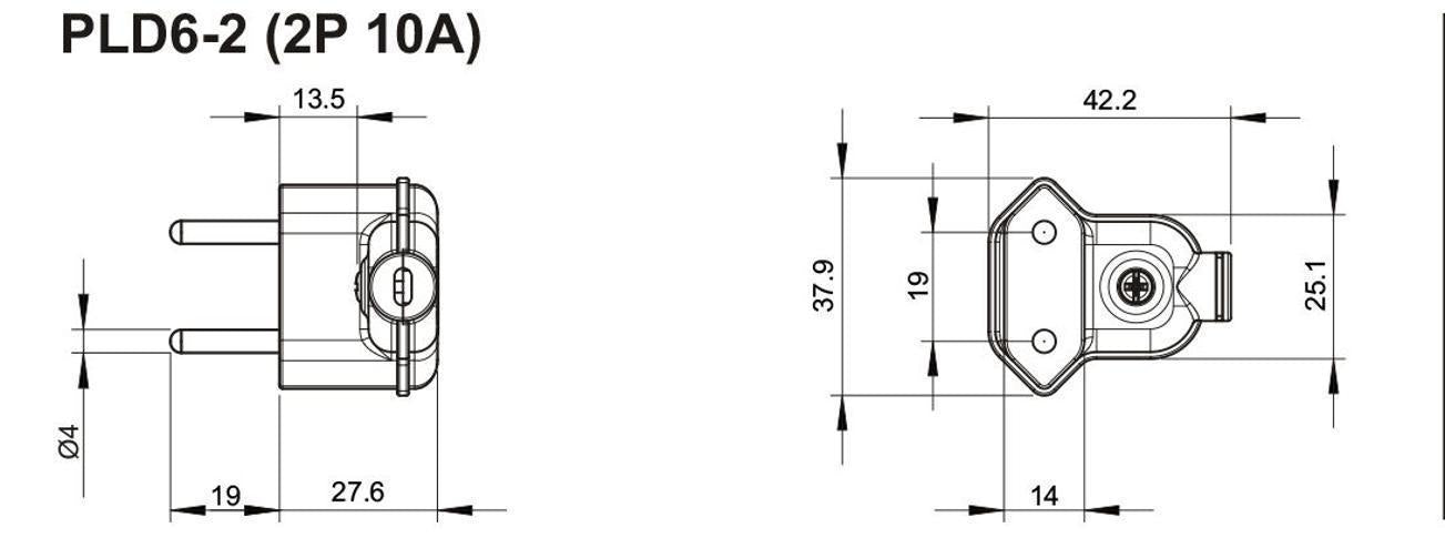 Pino Plug Macho 2P 10A - Cinza - Pld6-2 (2P 10A) - Margirius