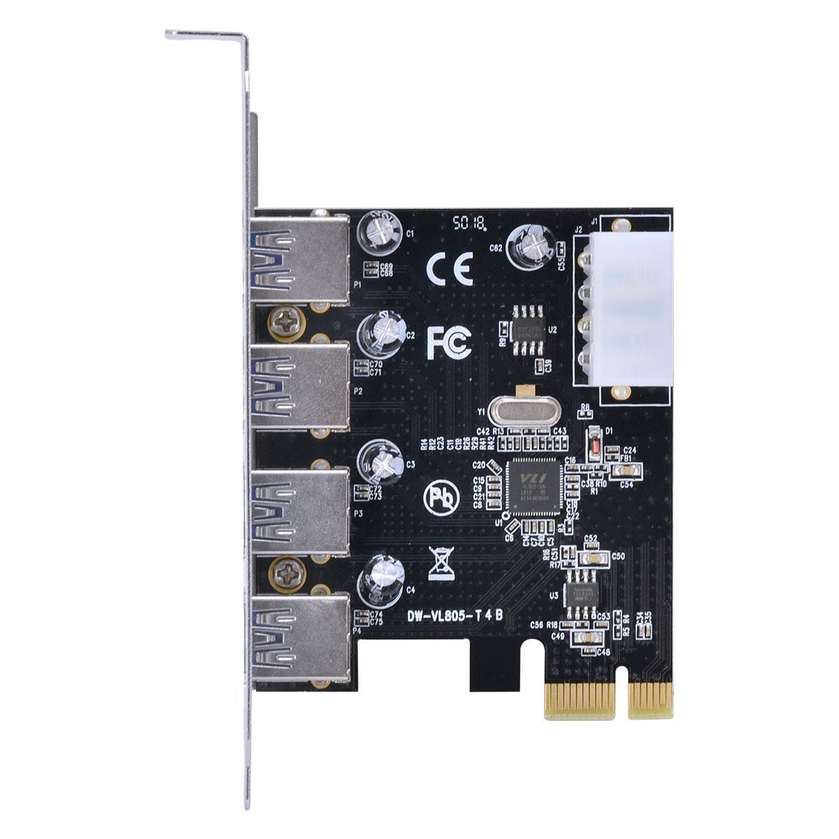 Placa Usb Com 4 Usb 3.0 Pci Express Pci-E X1 - Pu30-4