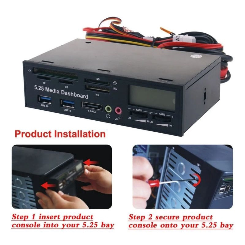 Painel De Mídia 5.25 Usb 3.0 E-sata All-in-1 Pc