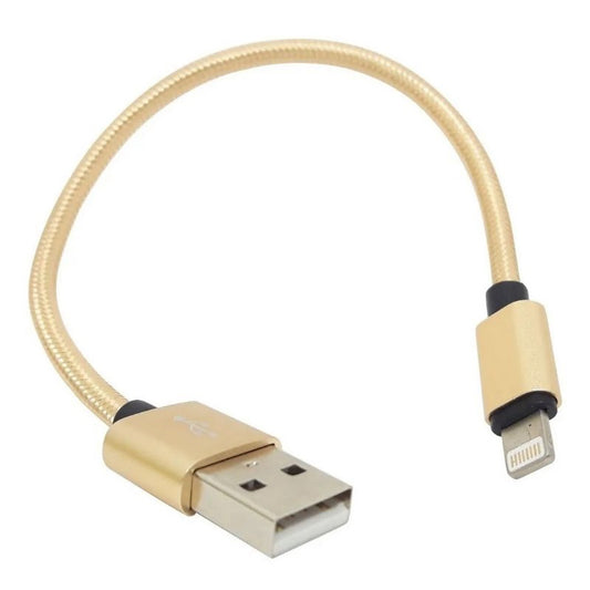 Cabo Dourado Pequeno Iph 20 Cm Nylon Usb Para Power Bank